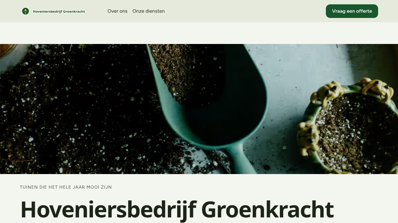 Homepage screenshot van Hoveniersbedrijf Groenkracht